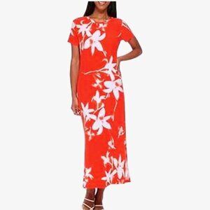 Calvin Klein Women's Maxi Dress - Orange with Floral Print